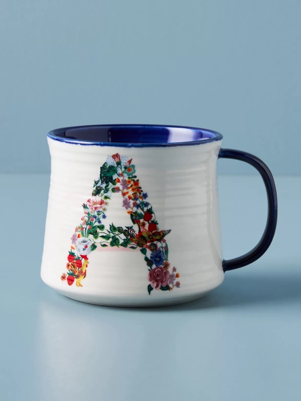 Monogram Floral Letter A Ceramic Mug by Nathalie Lete for Anthropologie